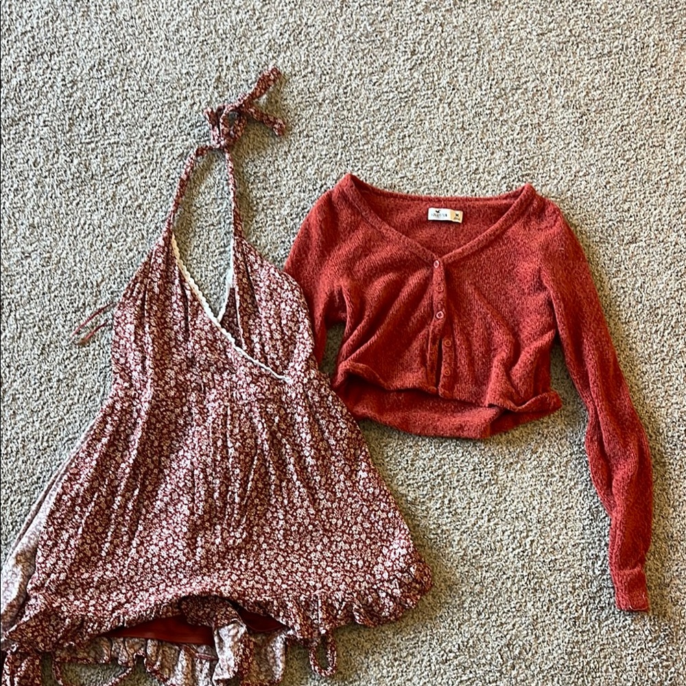 Hollister Red Cardigan Sweater & Dress